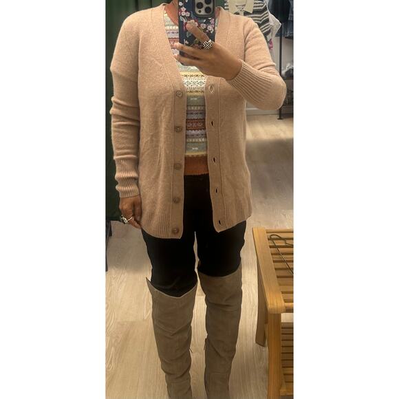 C by Bloomingdale's Sweater SMALL Camel 100% Cashmere Cardigan $188.00 - Picture 2 of 2